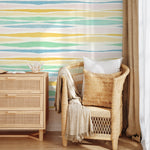 Watercolor Striped Harmony Wallpaper - A133 - WallTrend