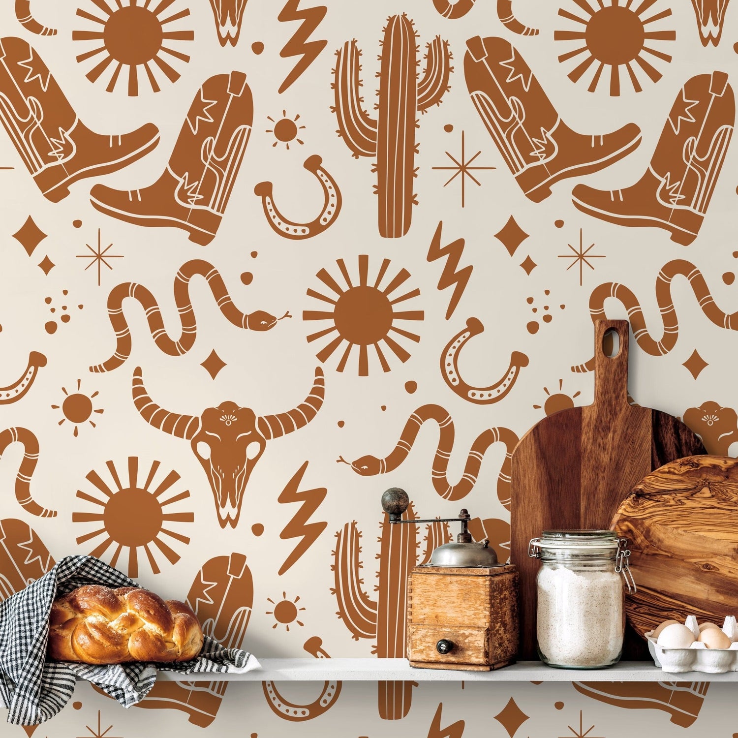 Western Wallpaper Cowboys Boots Wallpaper Peel and Stick and Traditional Wallpaper - D825 - WallTrend