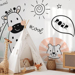 Whimsical Animal Doodles Wallpaper - B723 - WallTrend