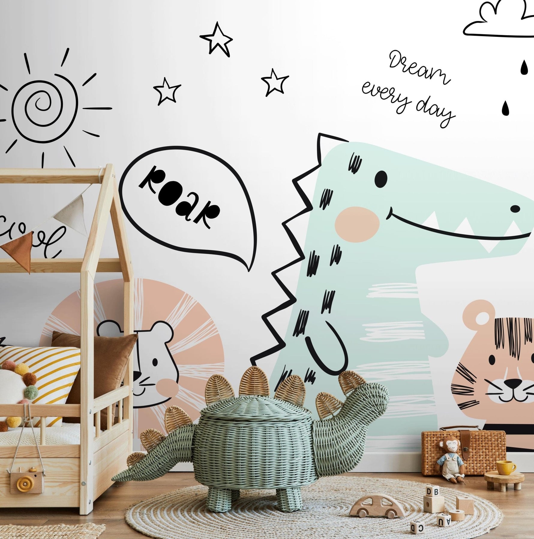 Whimsical Animal Doodles Wallpaper - B723 - WallTrend