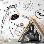 Whimsical Animal Doodles Wallpaper - B723 - WallTrend