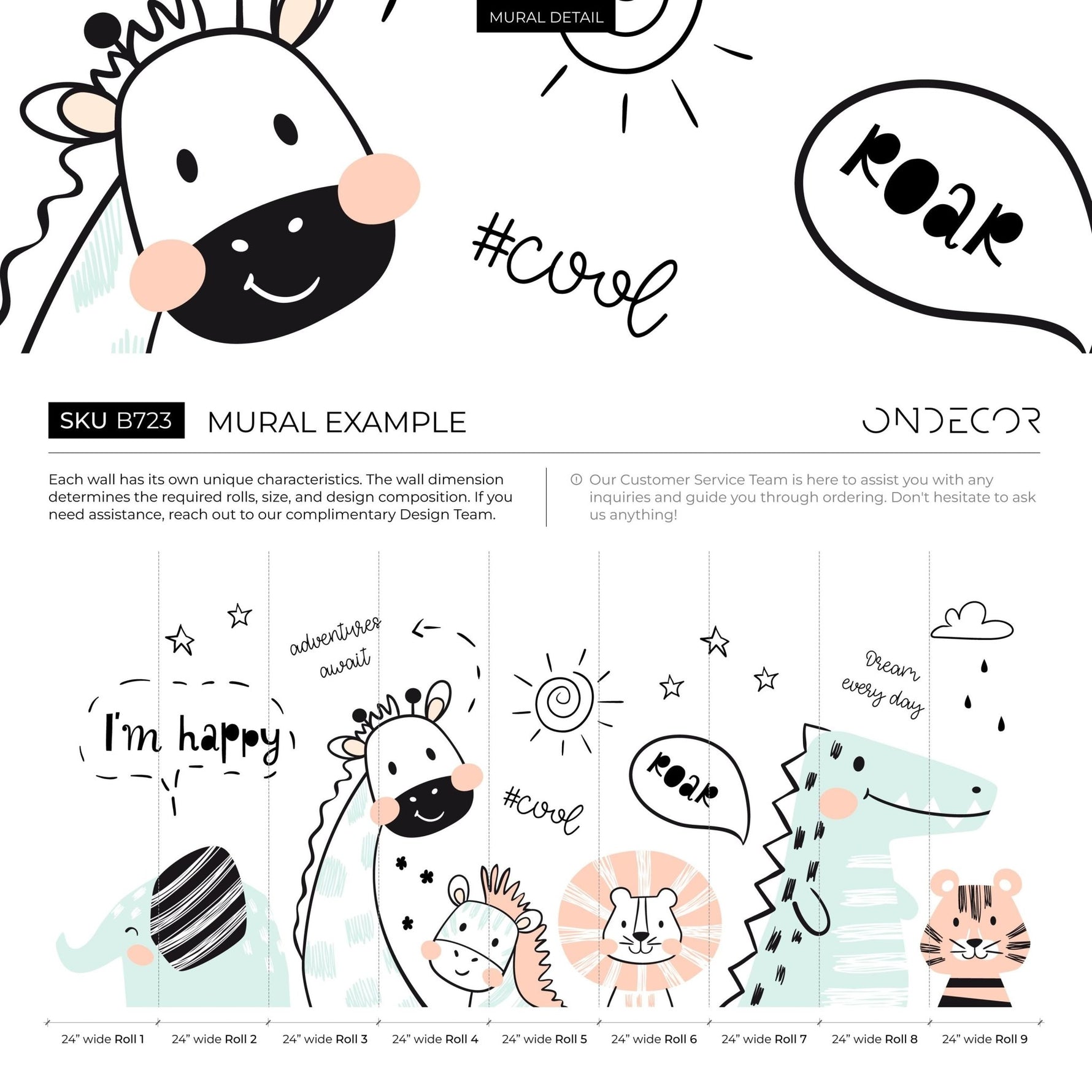 Whimsical Animal Doodles Wallpaper - B723 - WallTrend