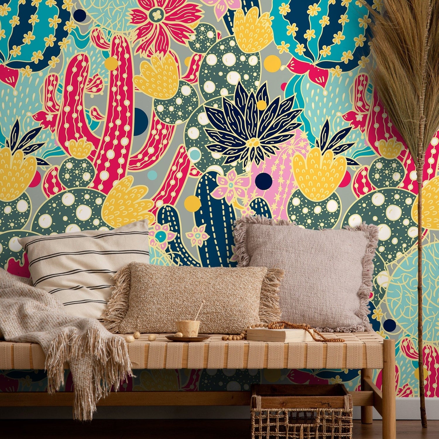 Whimsical Cactus Garden Wallpaper - A884 - WallTrend