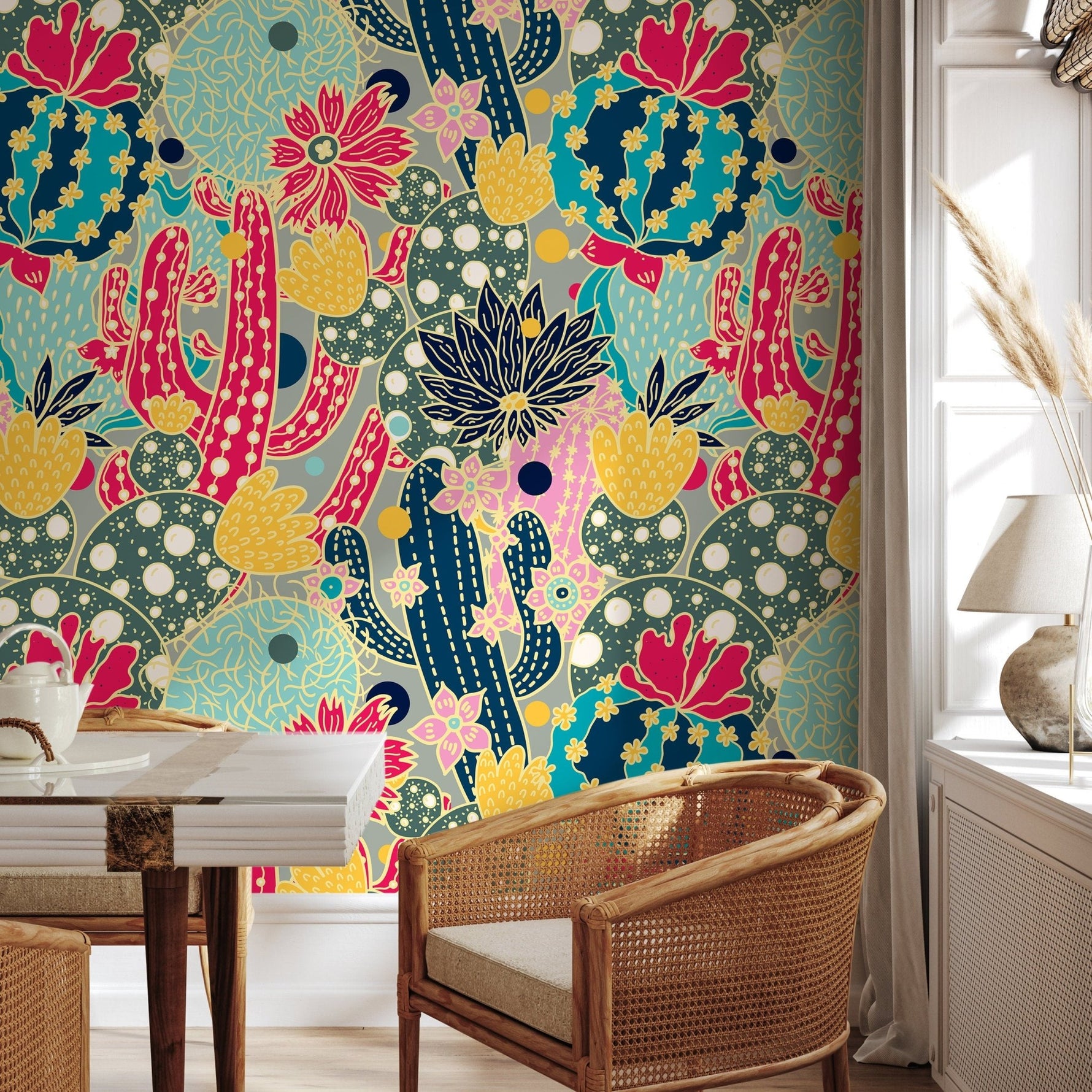 Whimsical Cactus Garden Wallpaper - A884 - WallTrend