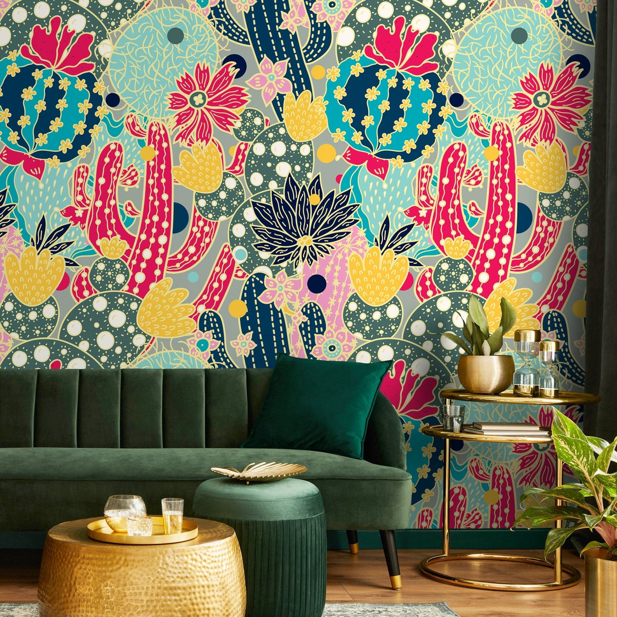 Whimsical Cactus Garden Wallpaper - A884 - WallTrend