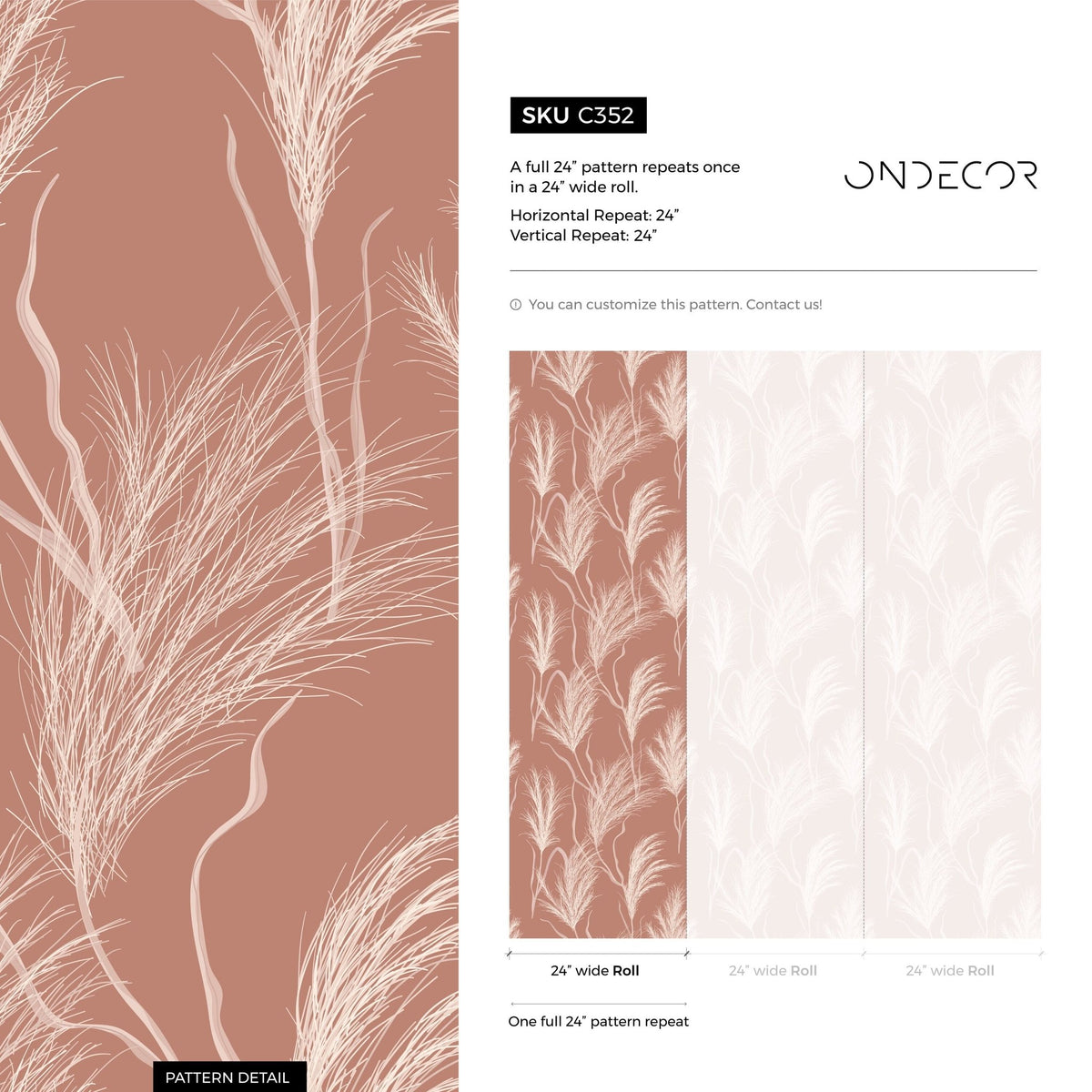 Whimsical Pampas Grass Wallpaper - C352 - WallTrend