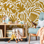 Yellow Abstract Floral Wallpaper Modern Wallpaper Peel and Stick and Traditional Wallpaper - D708 - WallTrend
