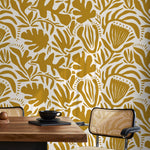 Yellow Abstract Floral Wallpaper Modern Wallpaper Peel and Stick and Traditional Wallpaper - D708 - WallTrend