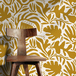 Yellow Abstract Floral Wallpaper Modern Wallpaper Peel and Stick and Traditional Wallpaper - D708 - WallTrend