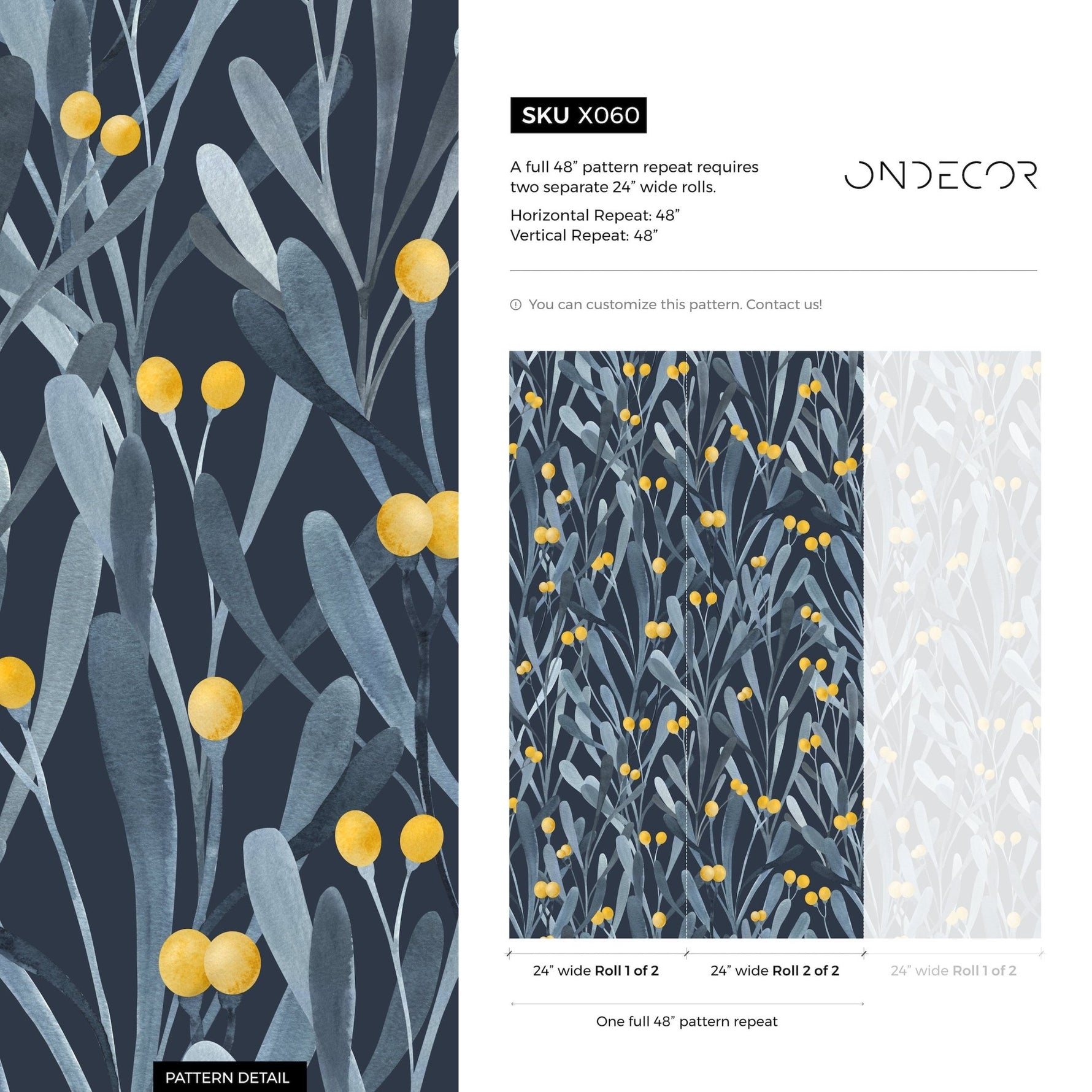 Yellow Berry Botanical Wallpaper - X060 - WallTrend