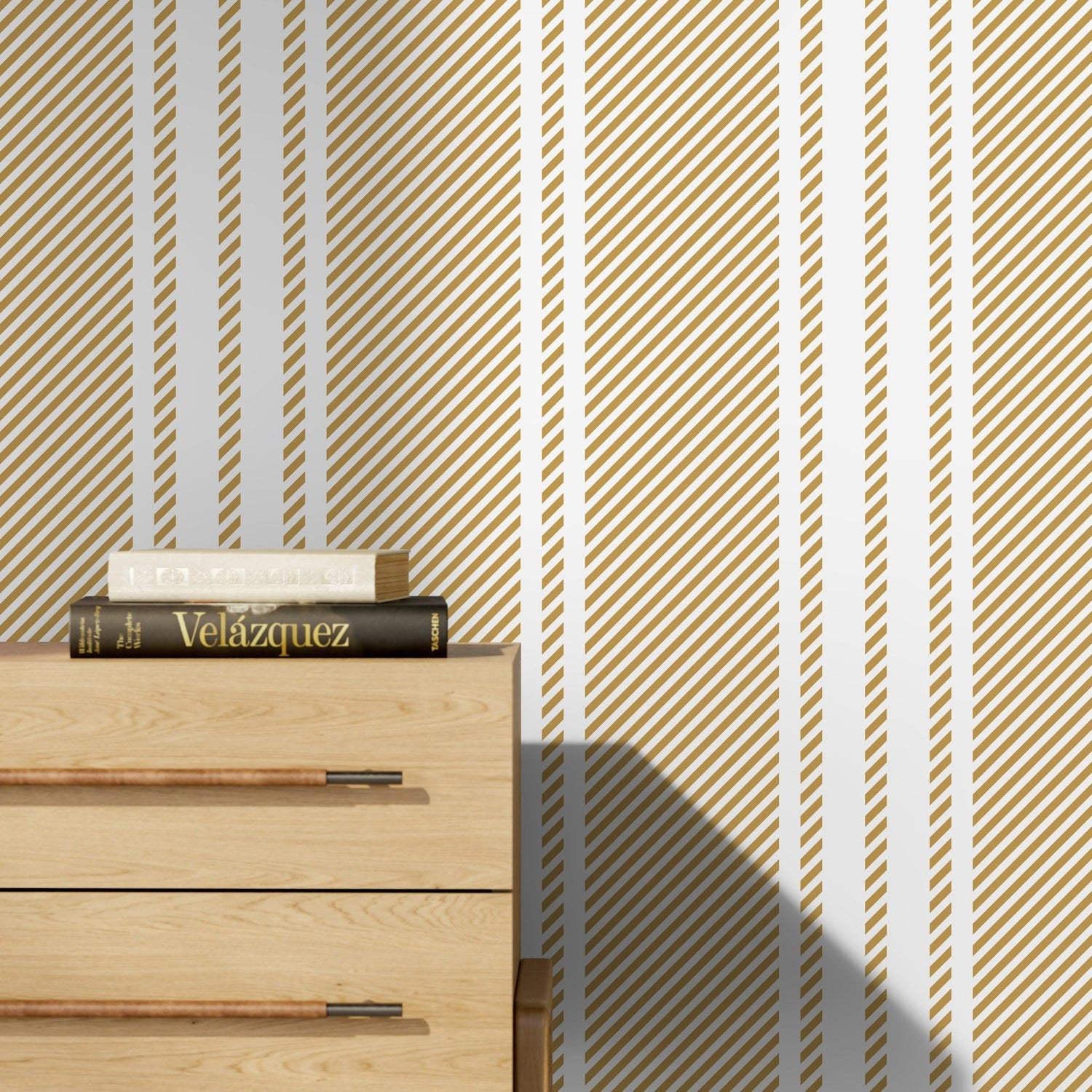 Yellow Striped Wallpaper Farmhouse Wallpaper Peel and Stick and Traditional Wallpaper - D784 - WallTrend