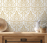 Yellow Vintage Wallpaper / Peel and Stick Wallpaper Removable Wallpaper Home Decor Wall Art Wall Decor Room Decor - D358 - WallTrend