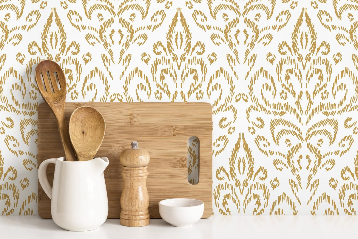 Yellow Vintage Wallpaper / Peel and Stick Wallpaper Removable Wallpaper Home Decor Wall Art Wall Decor Room Decor - D358 - WallTrend