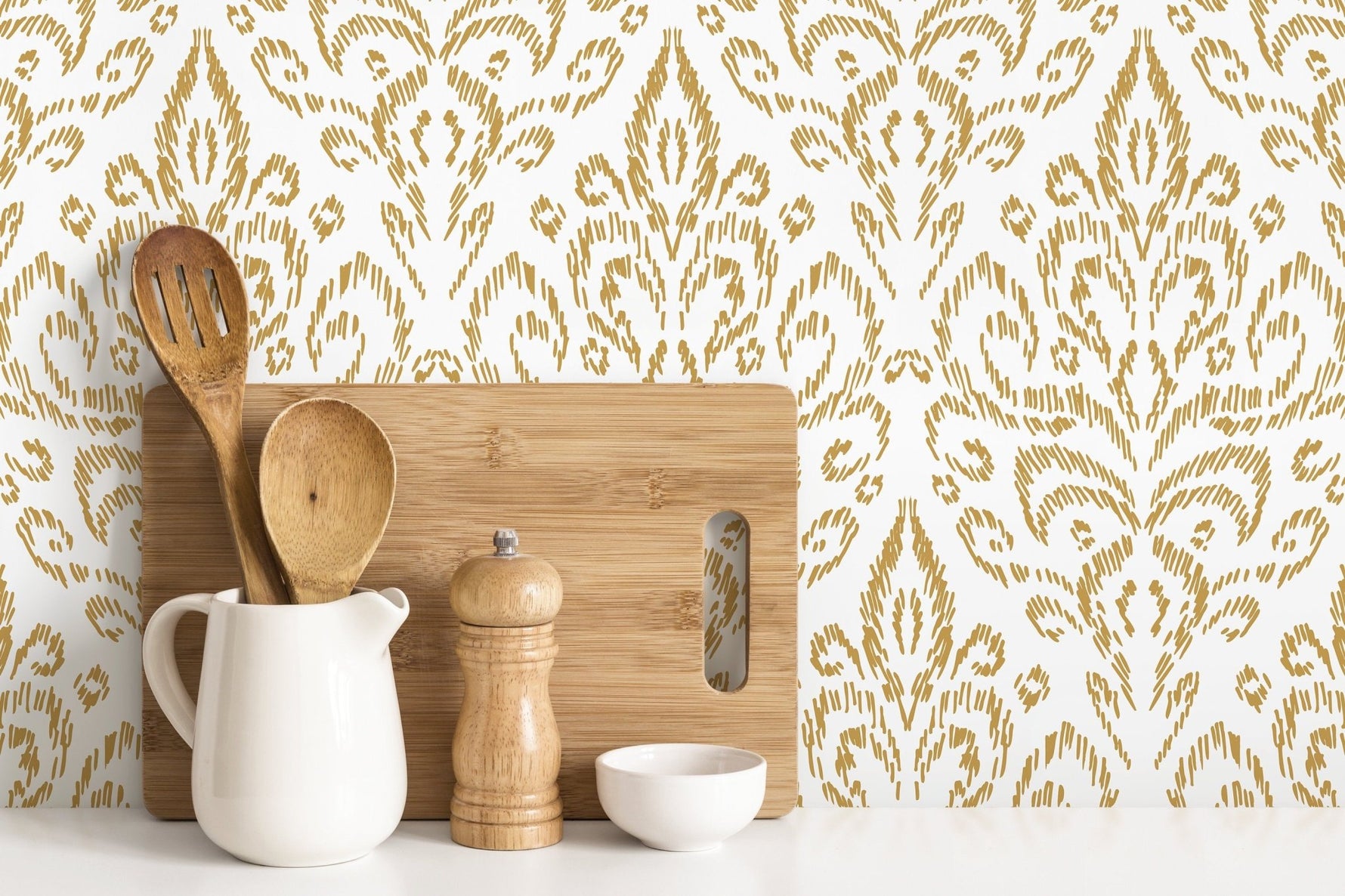 Yellow Vintage Wallpaper / Peel and Stick Wallpaper Removable Wallpaper Home Decor Wall Art Wall Decor Room Decor - D358 - WallTrend