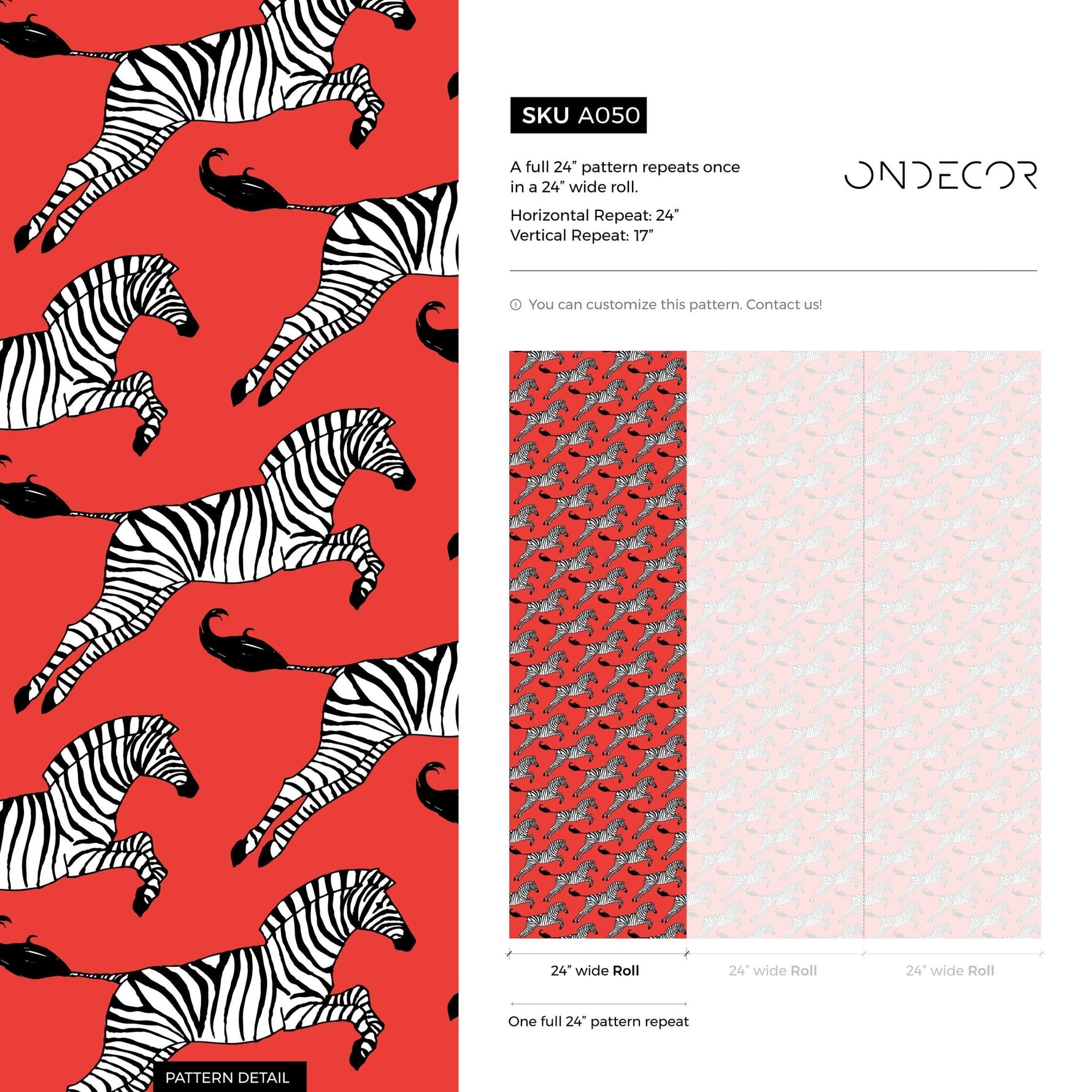 Zebra Parade Wallpaper - A050 - WallTrend