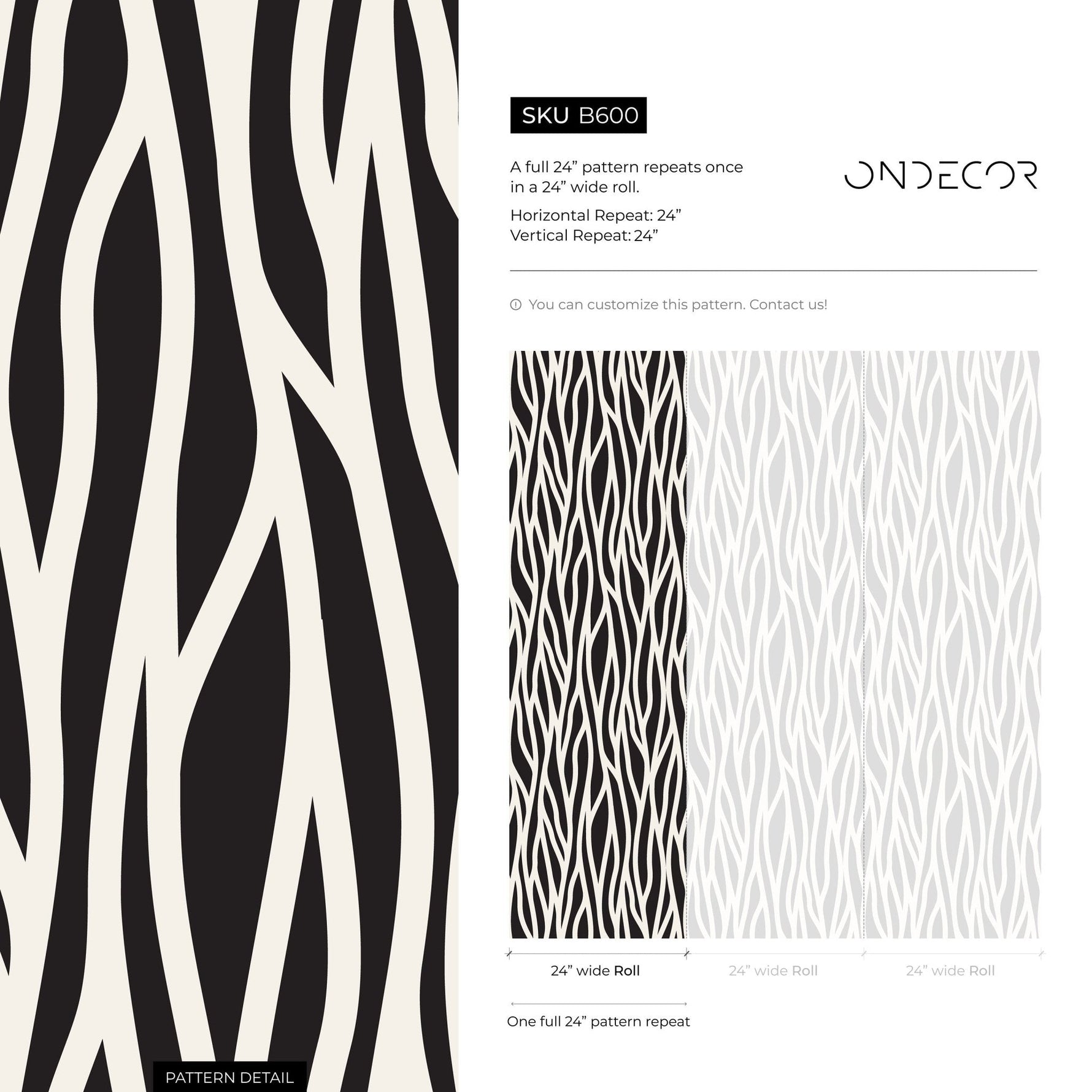 Zebra Stripes Wallpaper - B600 - WallTrend
