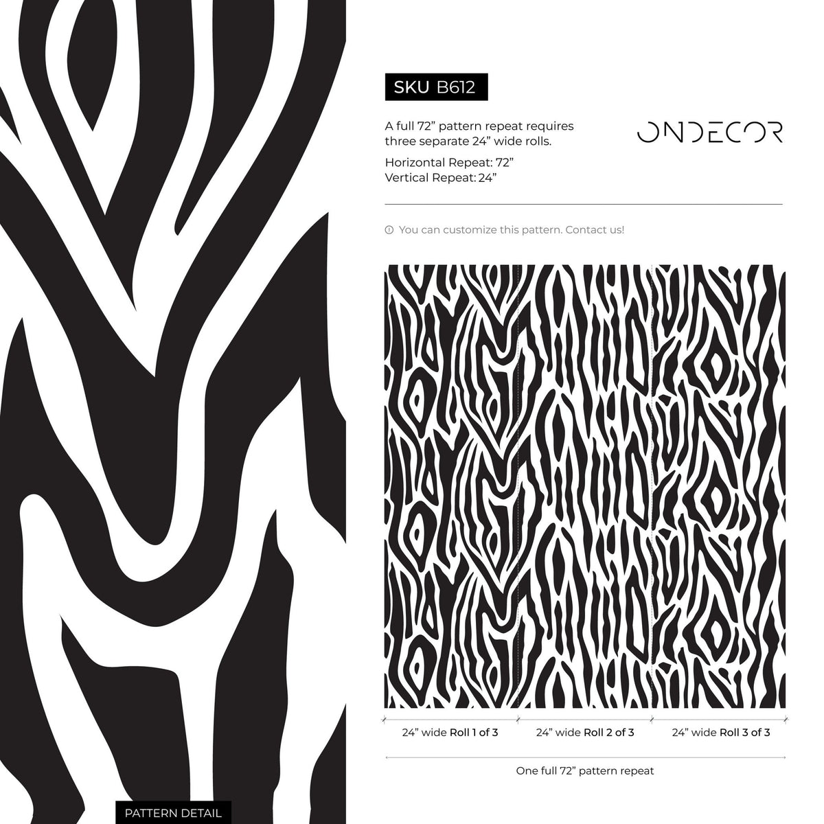 Zebra Stripes Wallpaper - B612 - WallTrend